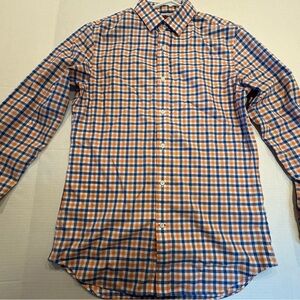 Banana Republic Orange and Blue Check Button-Down Non Iron Tailored Shirt Med